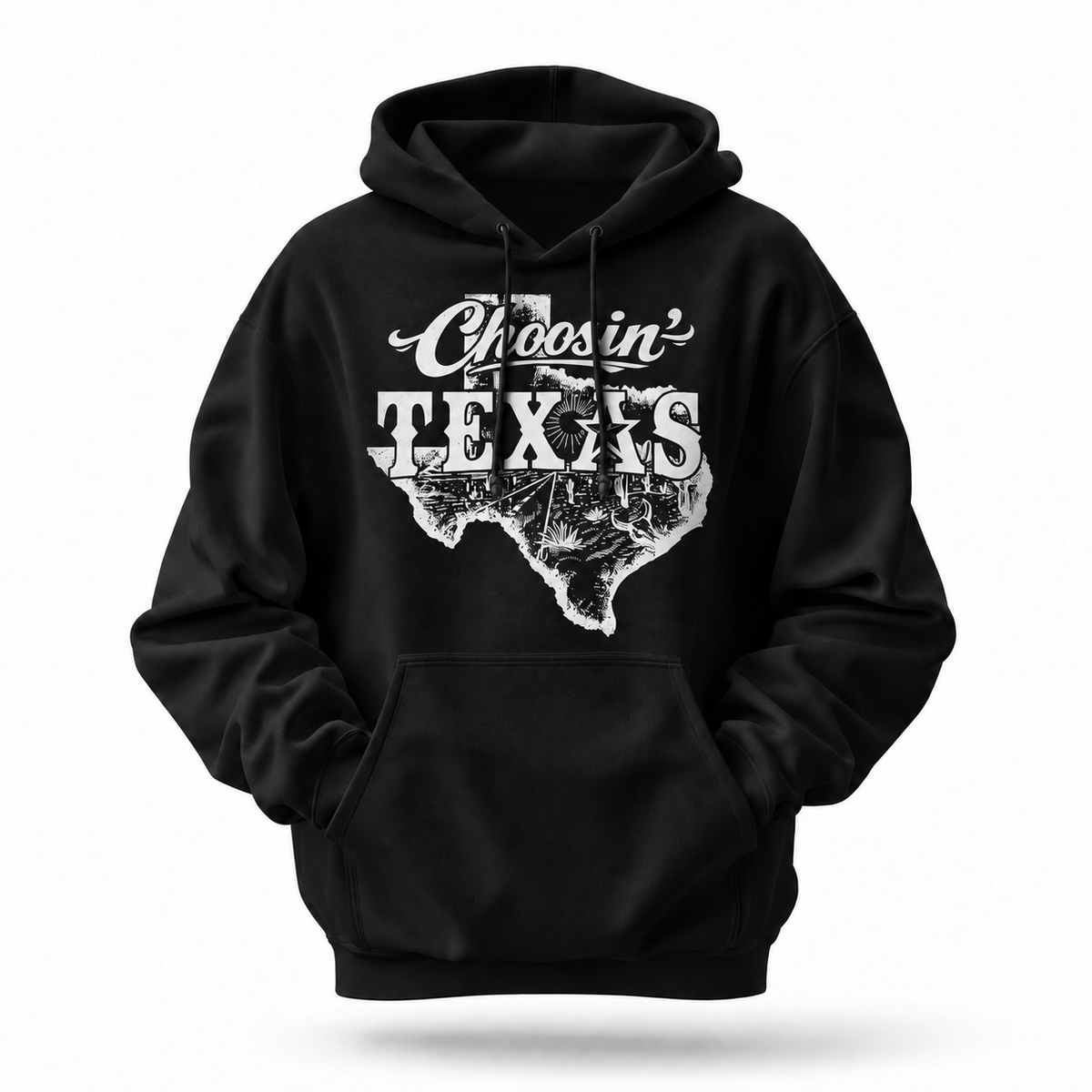 Choosin' Texas Western Desert State Map Vintage Hoodie