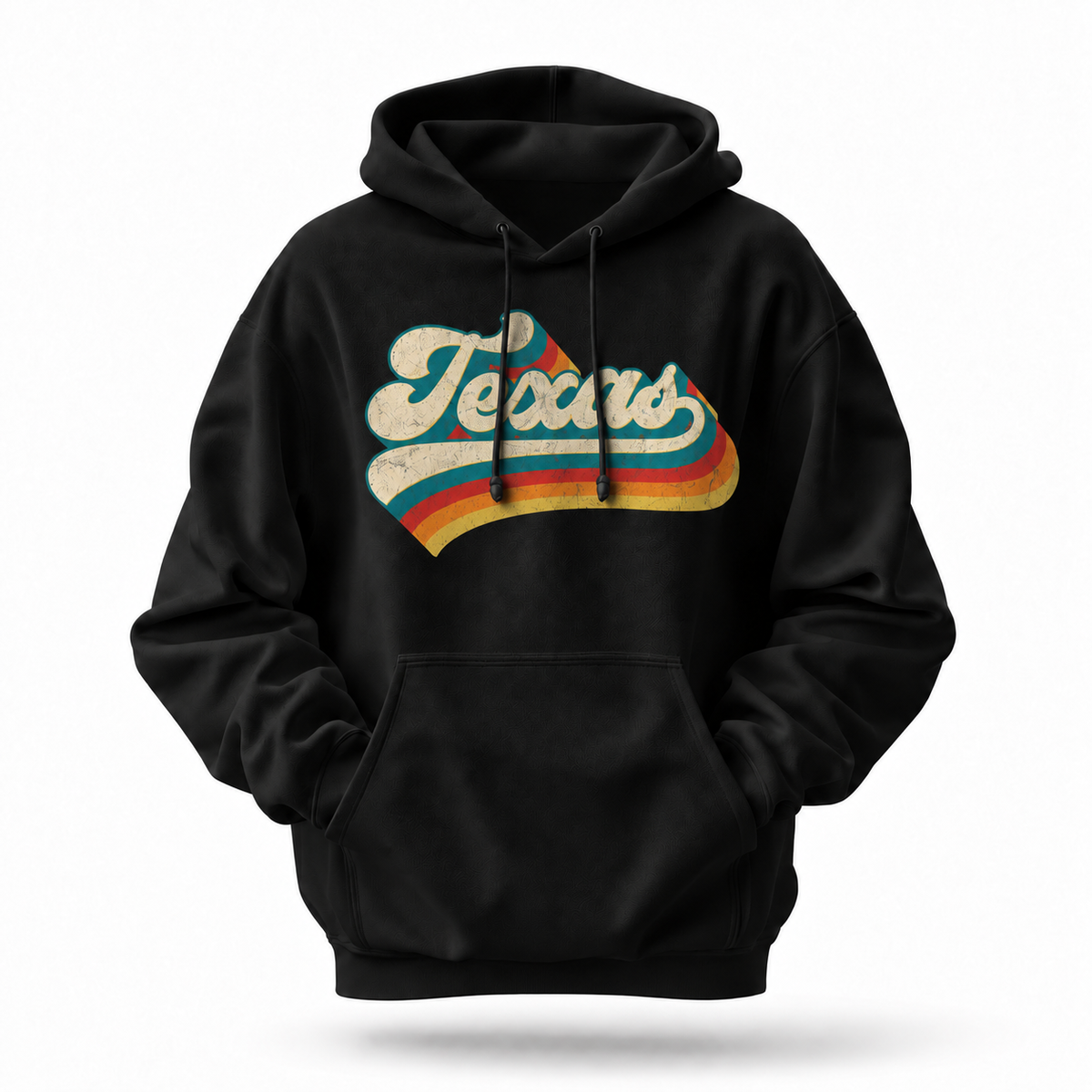 Texas Vintage 70s Script Rainbow Lettering Hoodie