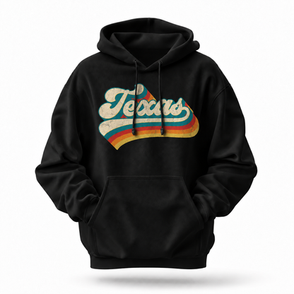Texas Vintage 70s Script Rainbow Lettering Hoodie