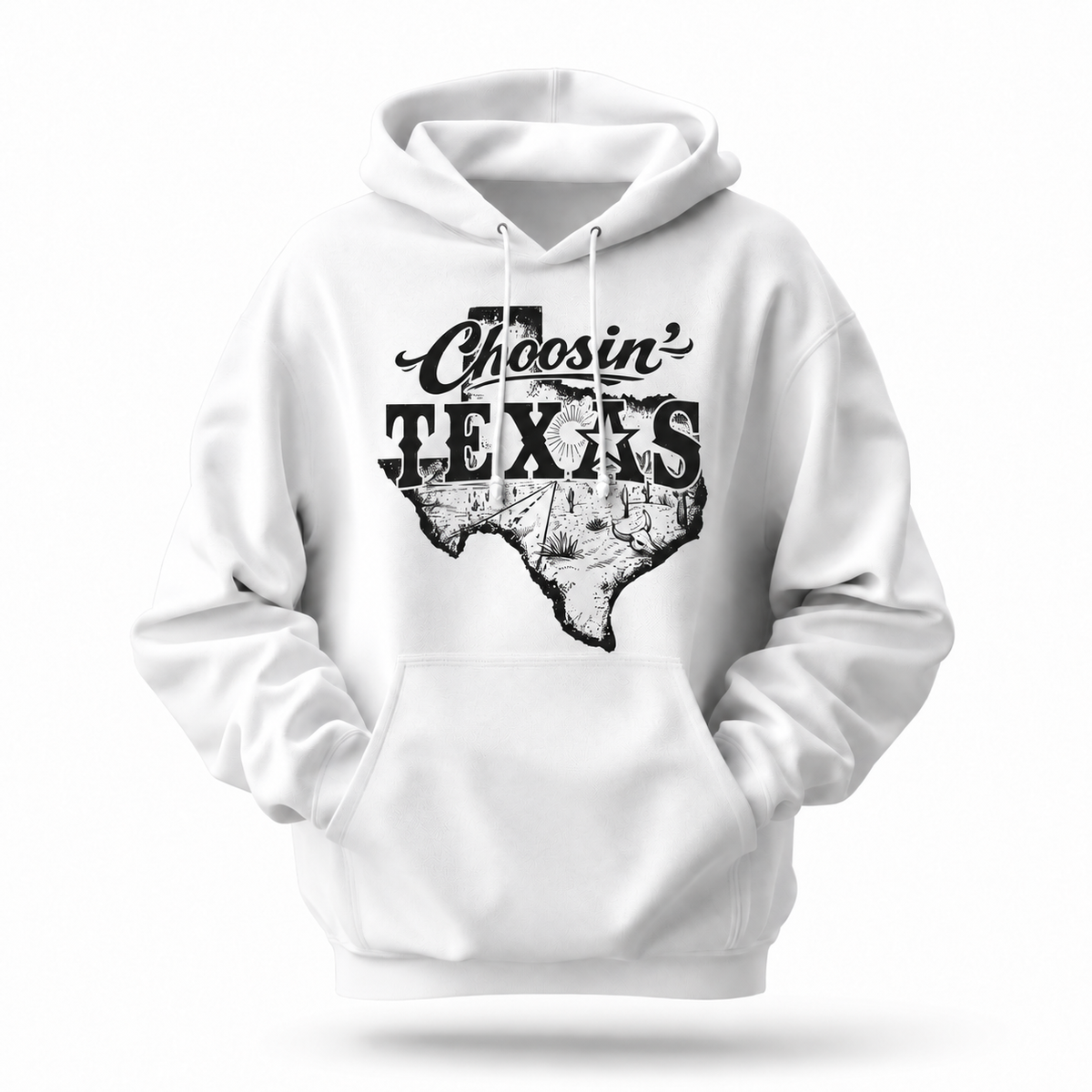 Choosin' Texas Western Desert State Map Vintage Hoodie