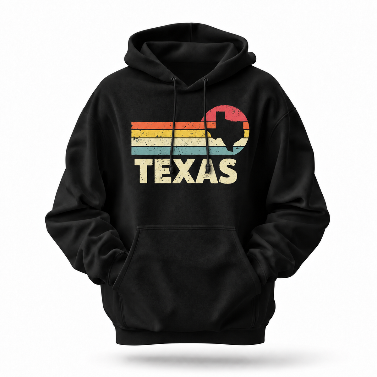 Texas Retro Sunset Stripes State Silhouette Hoodie