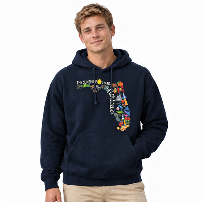 Florida Sunshine State Map Icons Collage Hoodie