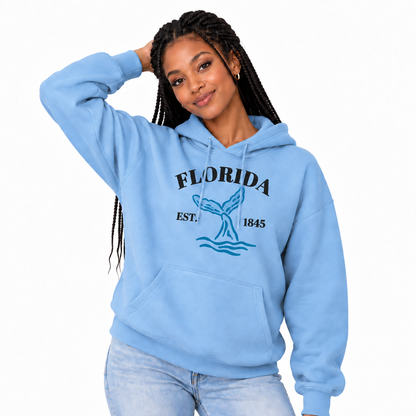 Florida Whale Tail Ocean Vintage Est 1845 Hoodie