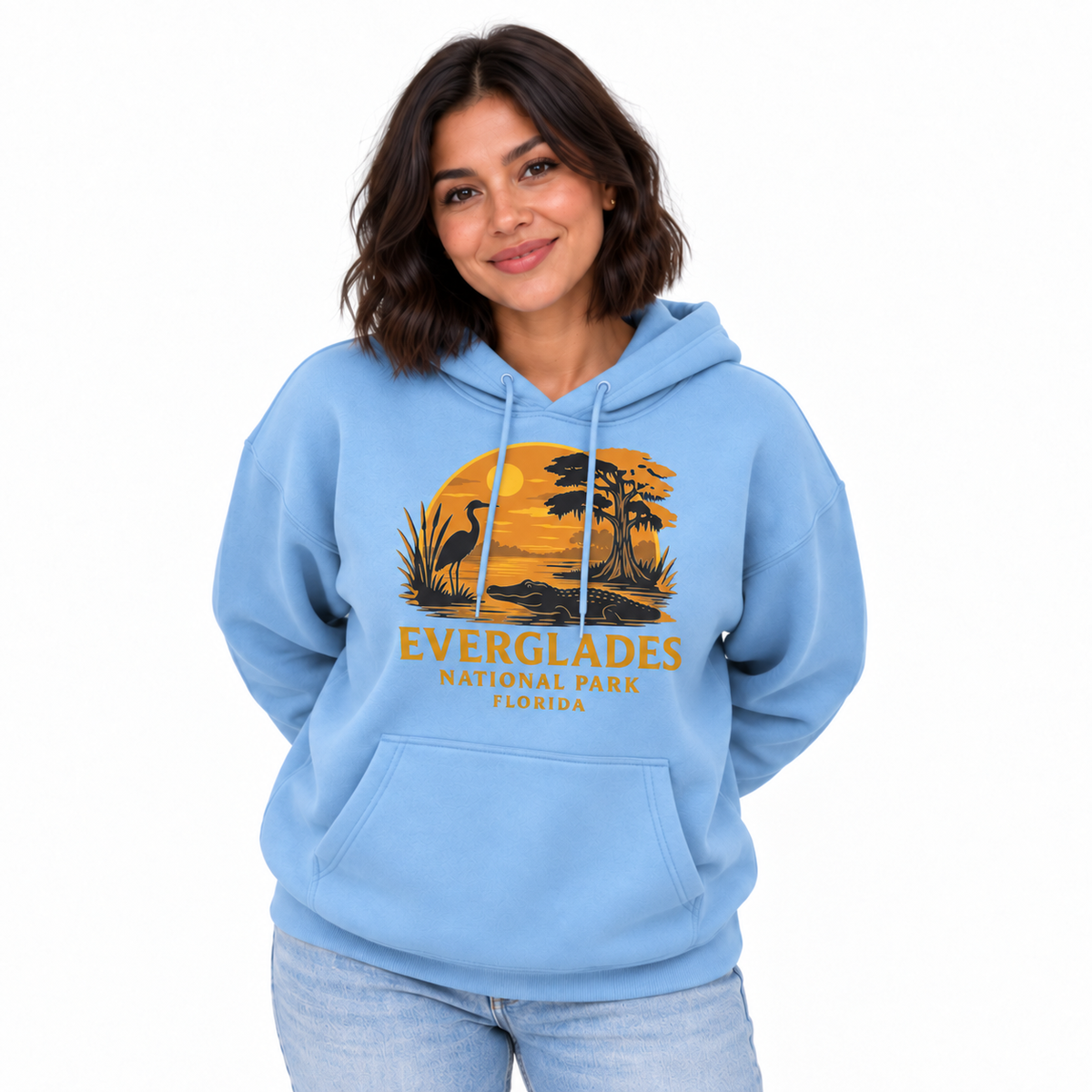 Everglades National Park Florida Alligator Heron Sunset Hoodie