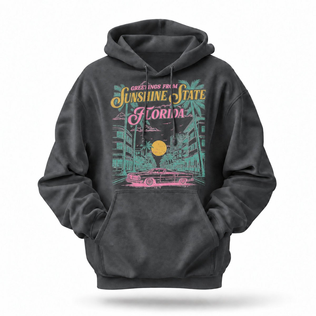 Florida Sunshine State Retro Art Deco Convertible Hoodie