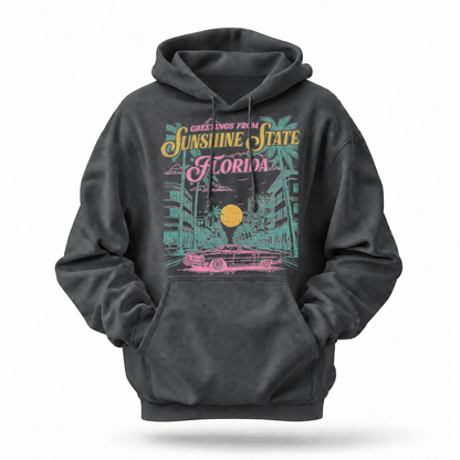 Florida Sunshine State Retro Art Deco Convertible Hoodie