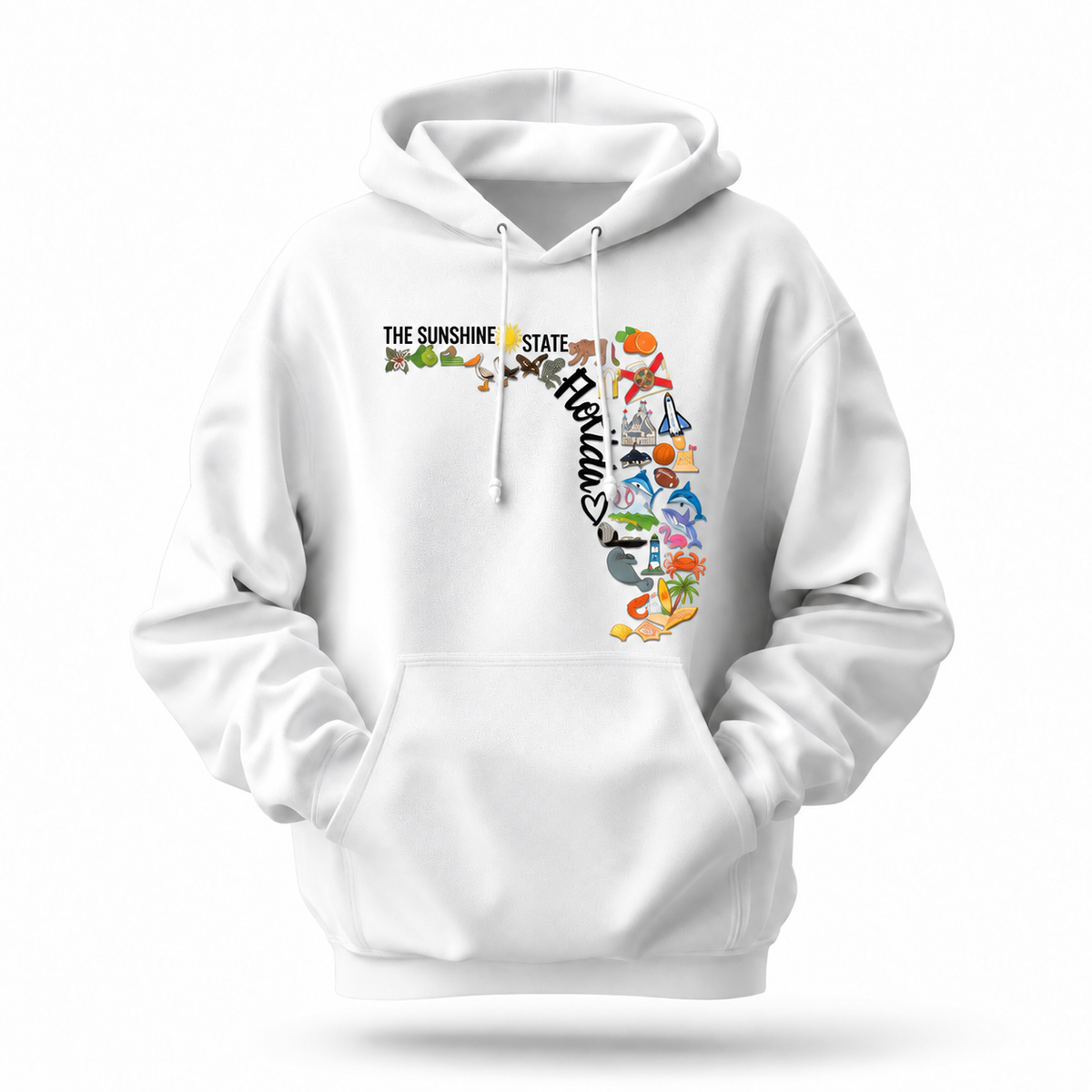 Florida Sunshine State Map Icons Collage Hoodie