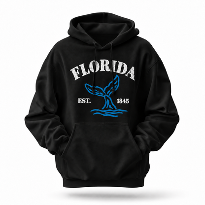 Florida Whale Tail Ocean Vintage Est 1845 Hoodie