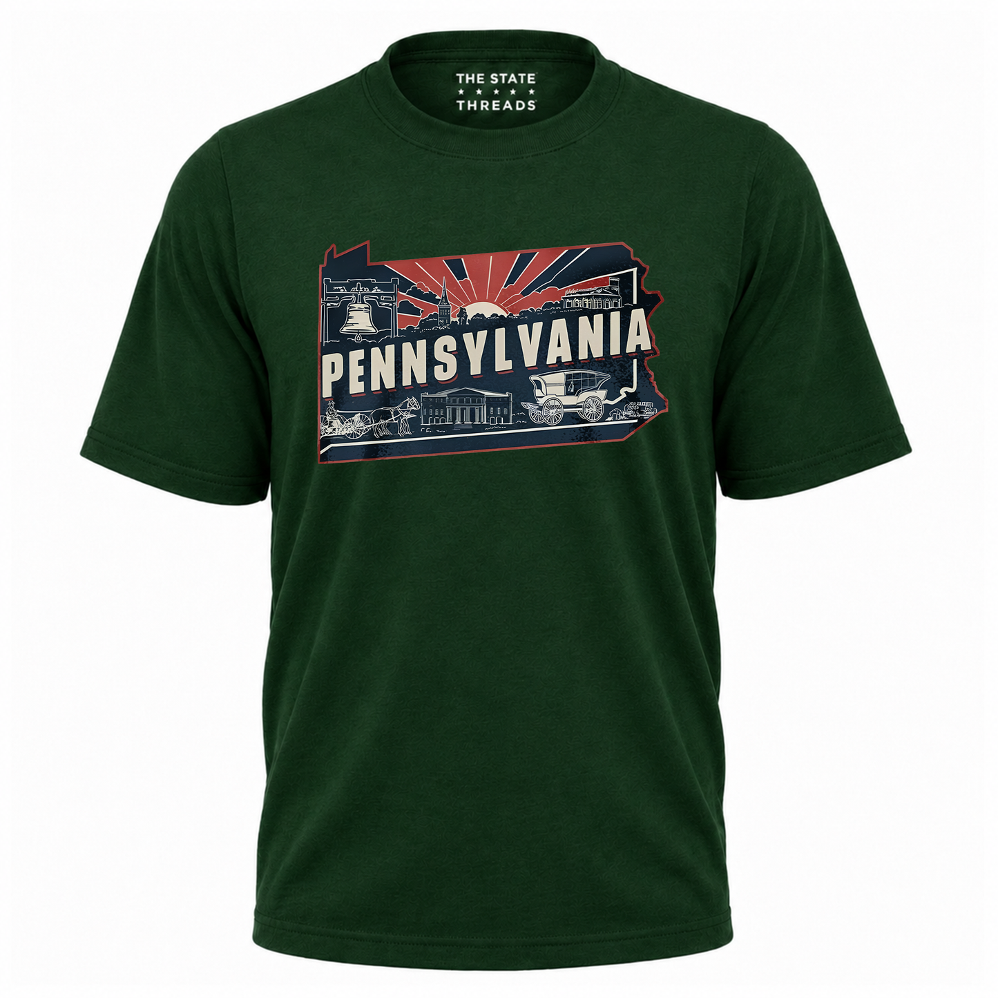 Pennsylvania Retro State Map Landmark Sunset Shirt