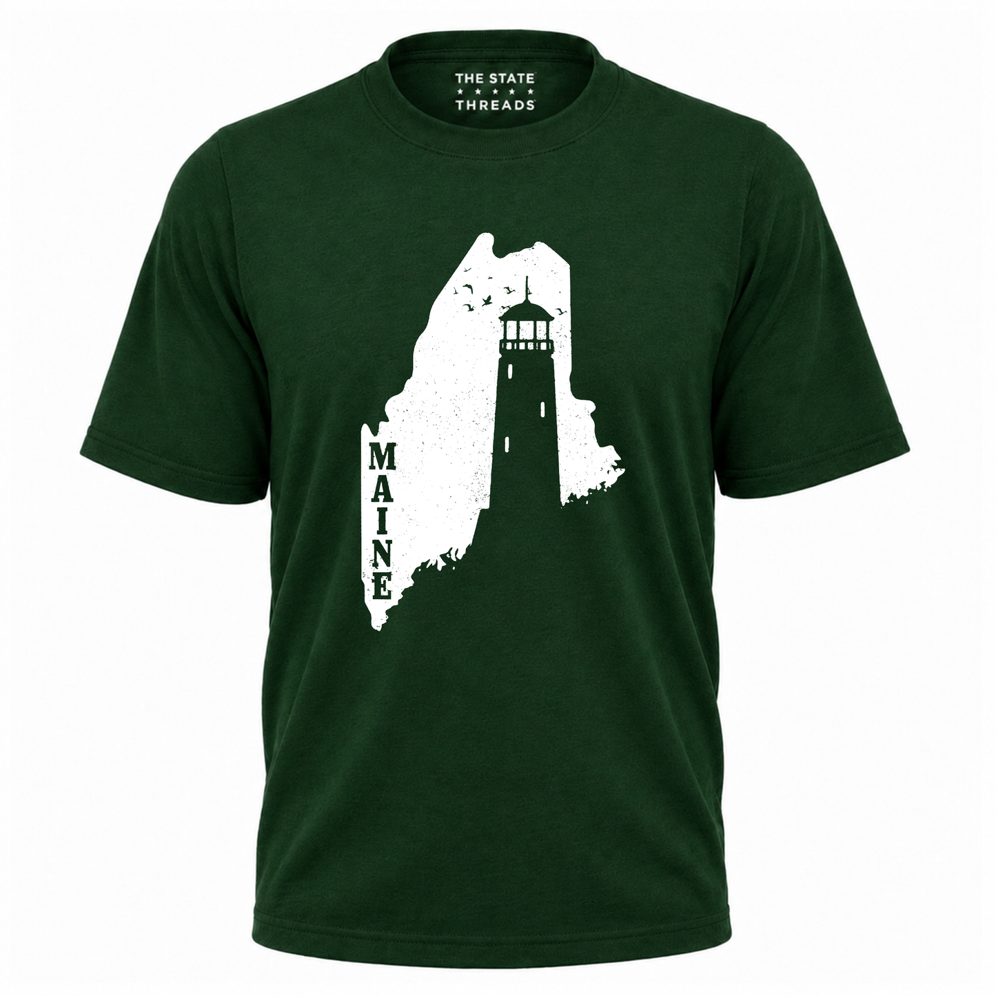 Maine Vintage Coastal Lighthouse Distressed Graphic Shirt