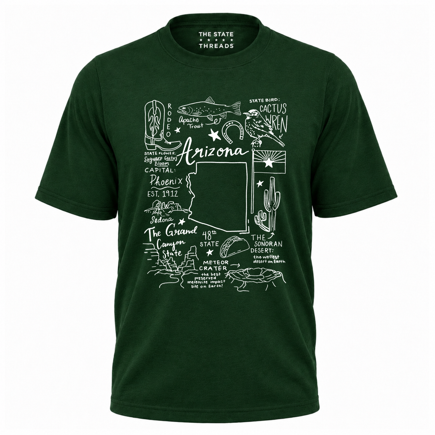 Arizona State Heritage Cactus Wren Icon Collage Shirt