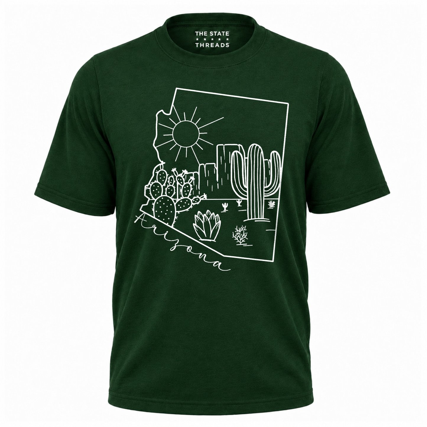 Arizona State Map Cactus Line Art Desert Shirt