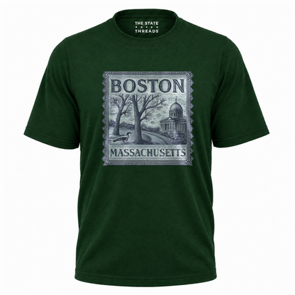Boston Massachusetts Vintage Postal Stamp Aesthetic Heritage Shirt