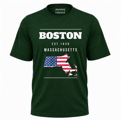 Boston Massachusetts Flag Map State Pride Shirt