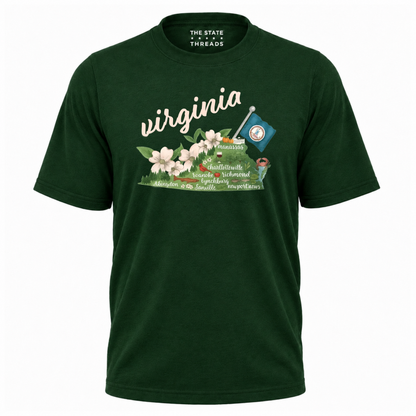Virginia State Pride Floral Map Shirt