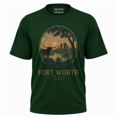 Fort Worth Texas Longhorn Skyline Western Shirt