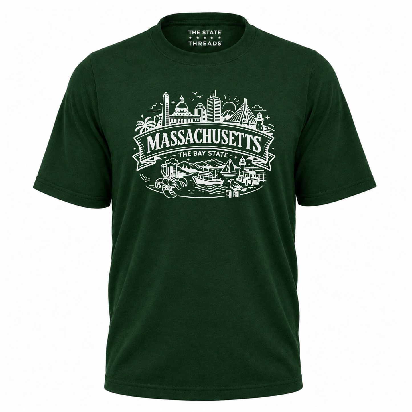 Massachusetts Bay State Boston Skyline Coastal Travel Shirt