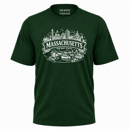 Massachusetts Bay State Boston Skyline Coastal Travel Shirt