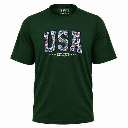 America Floral USA Est 1776 Patriotic Shirt