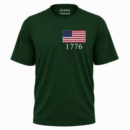America Embroidered USA Flag 1776 Patriotic Shirt