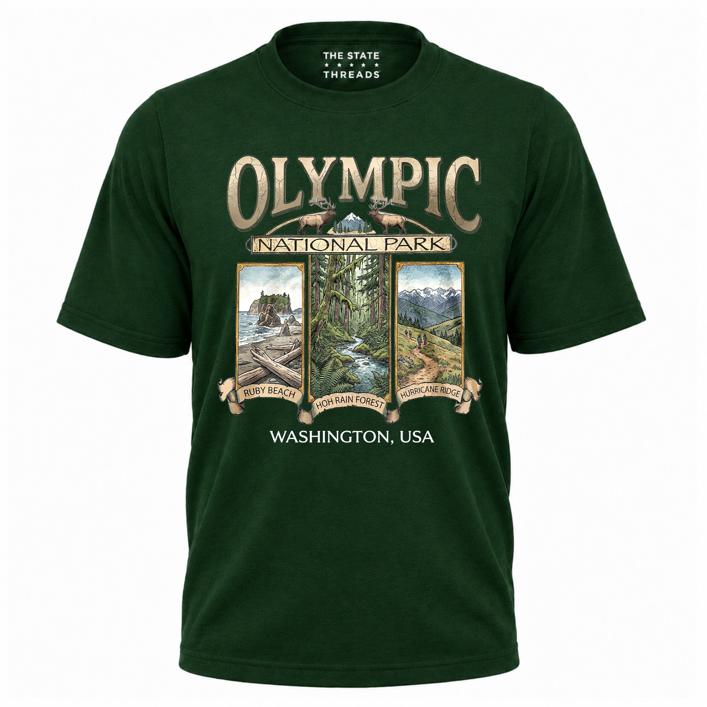 Washington Olympic National Park Retro Wildlife Shirt