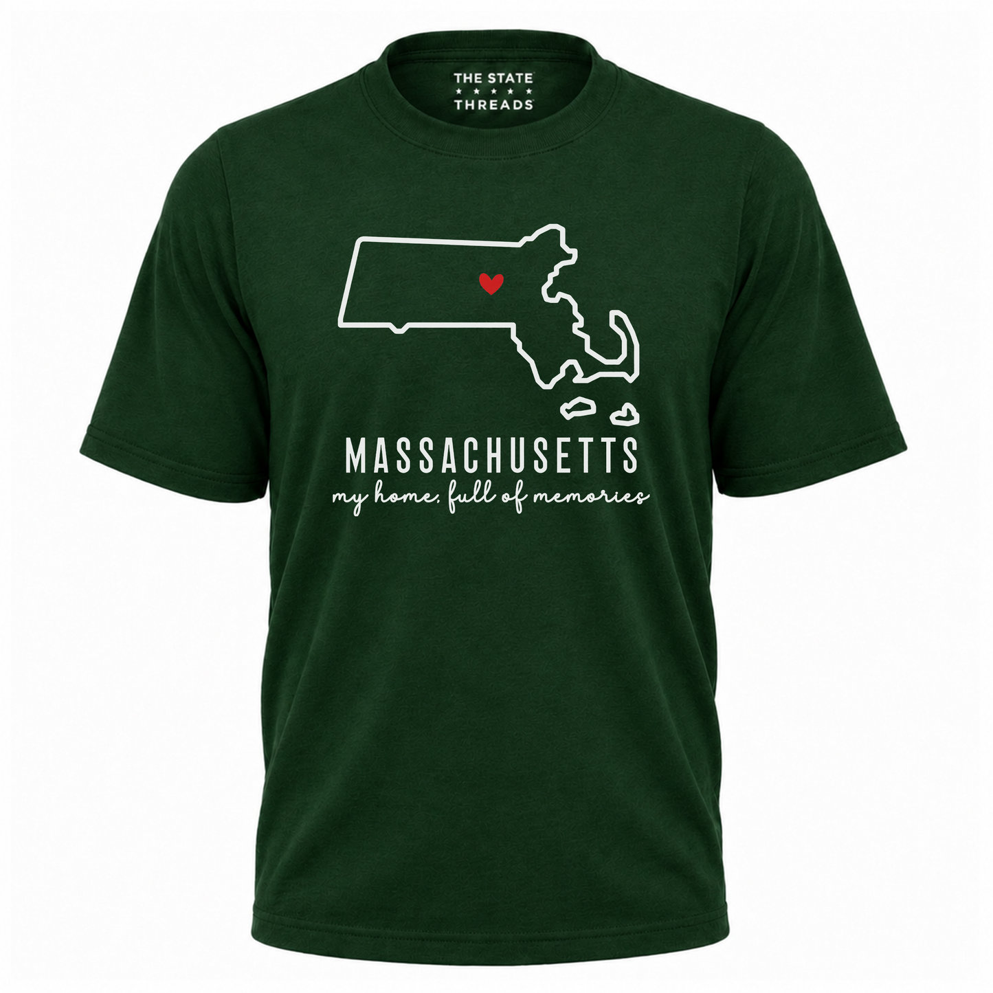 Massachusetts State Map Home Heart Outline Pride Shirt