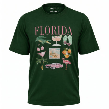 Florida Summer Vacation Icons Beach Fun Collage Shirt