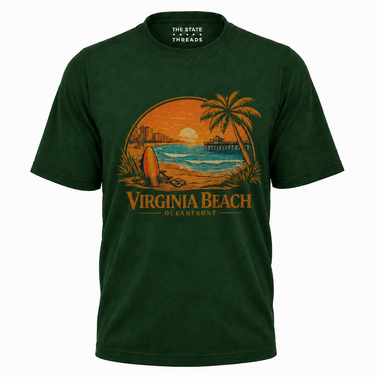 Virginia Beach Retro Sunset Surfboard Shirt