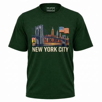 New York City Brooklyn Bridge Sunset Skyline Shirt