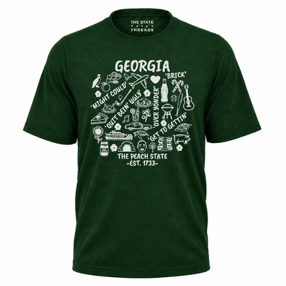 Georgia Peach State Southern Slang Icons Culture Shirt
