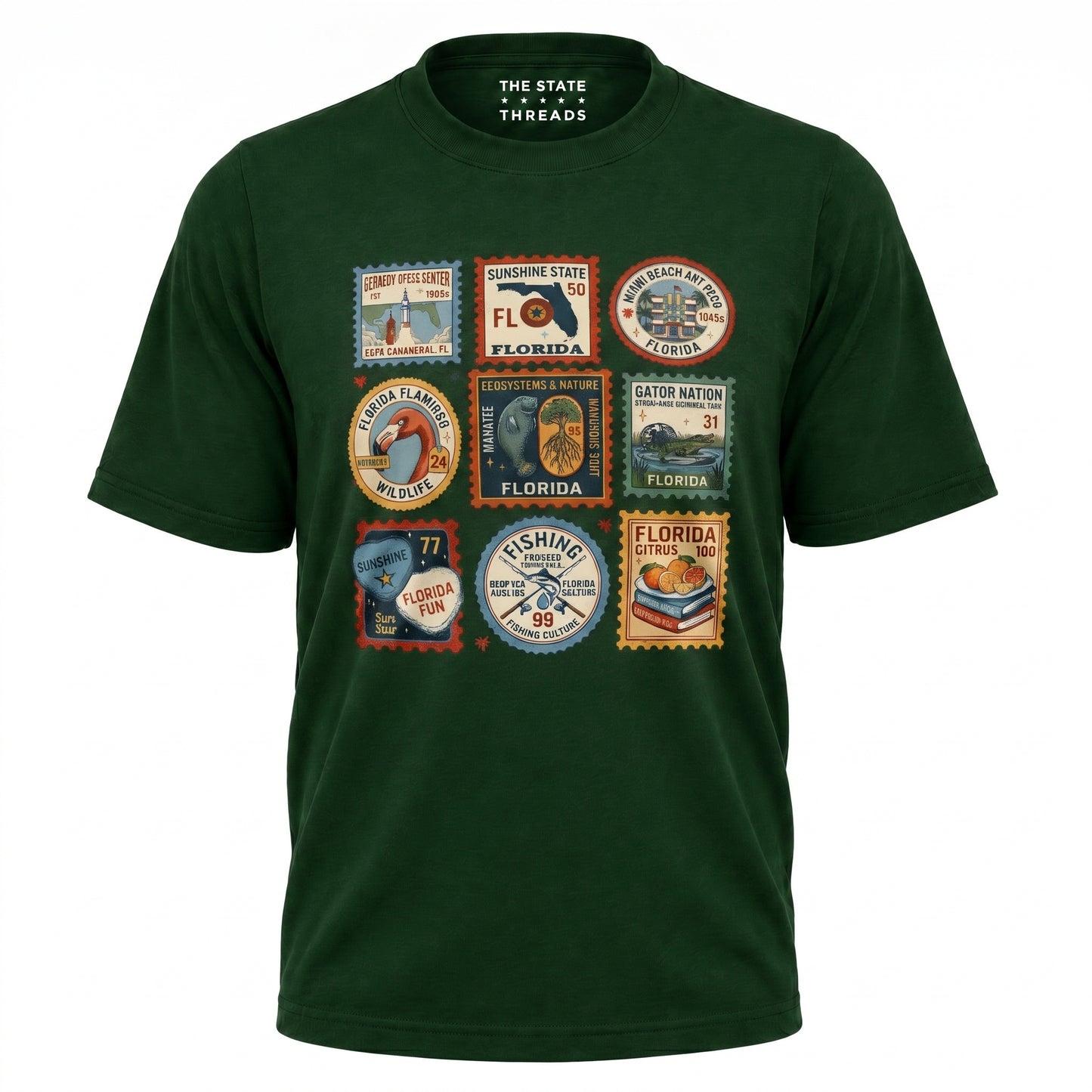 Florida Vintage Stamp Collage Sunshine State Travel Shirt