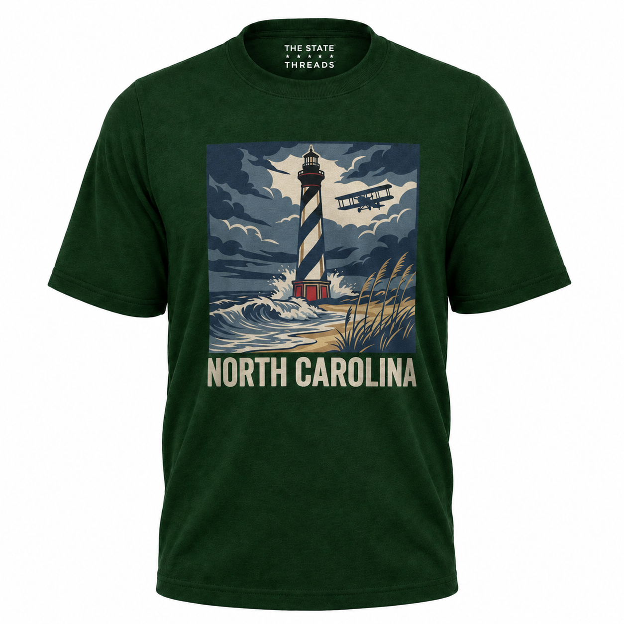 North Carolina Lighthouse Biplane Vintage Coastal Shirt