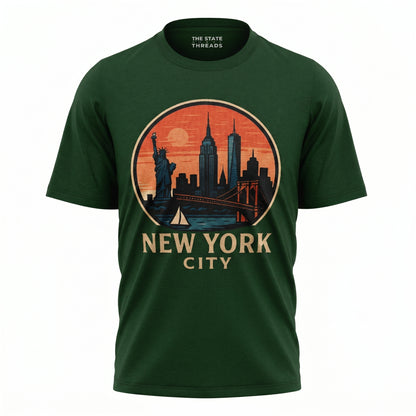 New York City Retro Sunset Circle Badge Shirt