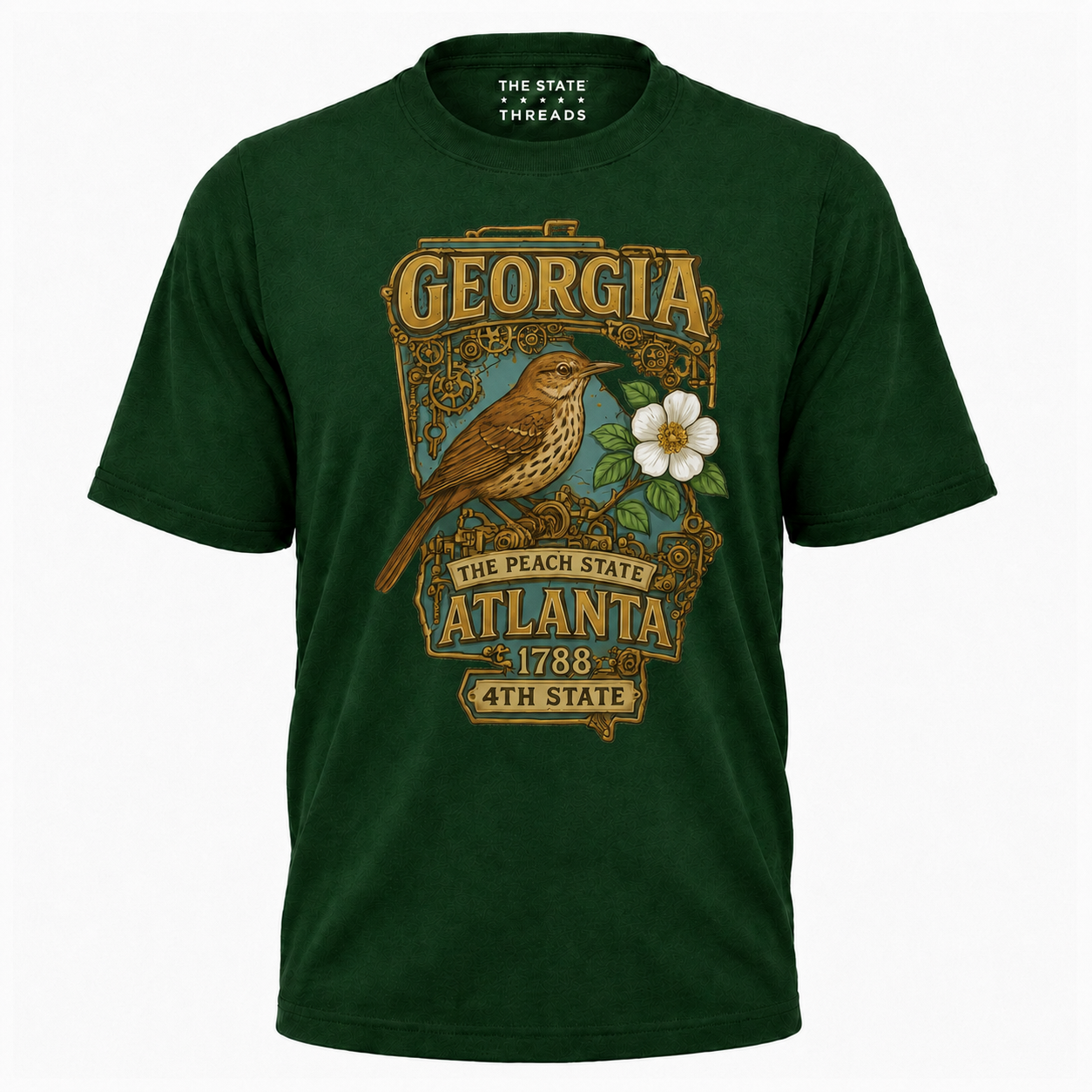 Georgia Steampunk State Bird Flower Peach State Shirt
