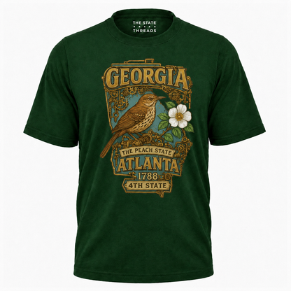 Georgia Steampunk State Bird Flower Peach State Shirt
