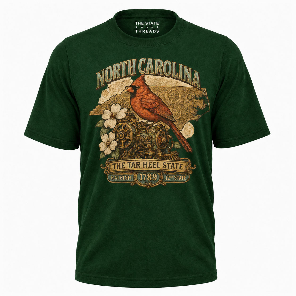 North Carolina Steampunk State Bird Flower Heritage Shirt