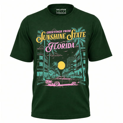 Florida Sunshine State Greetings Retro Palm Trees Beach Shirt