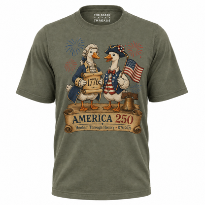America 250 Honkin Through History Founding Goose Shirt