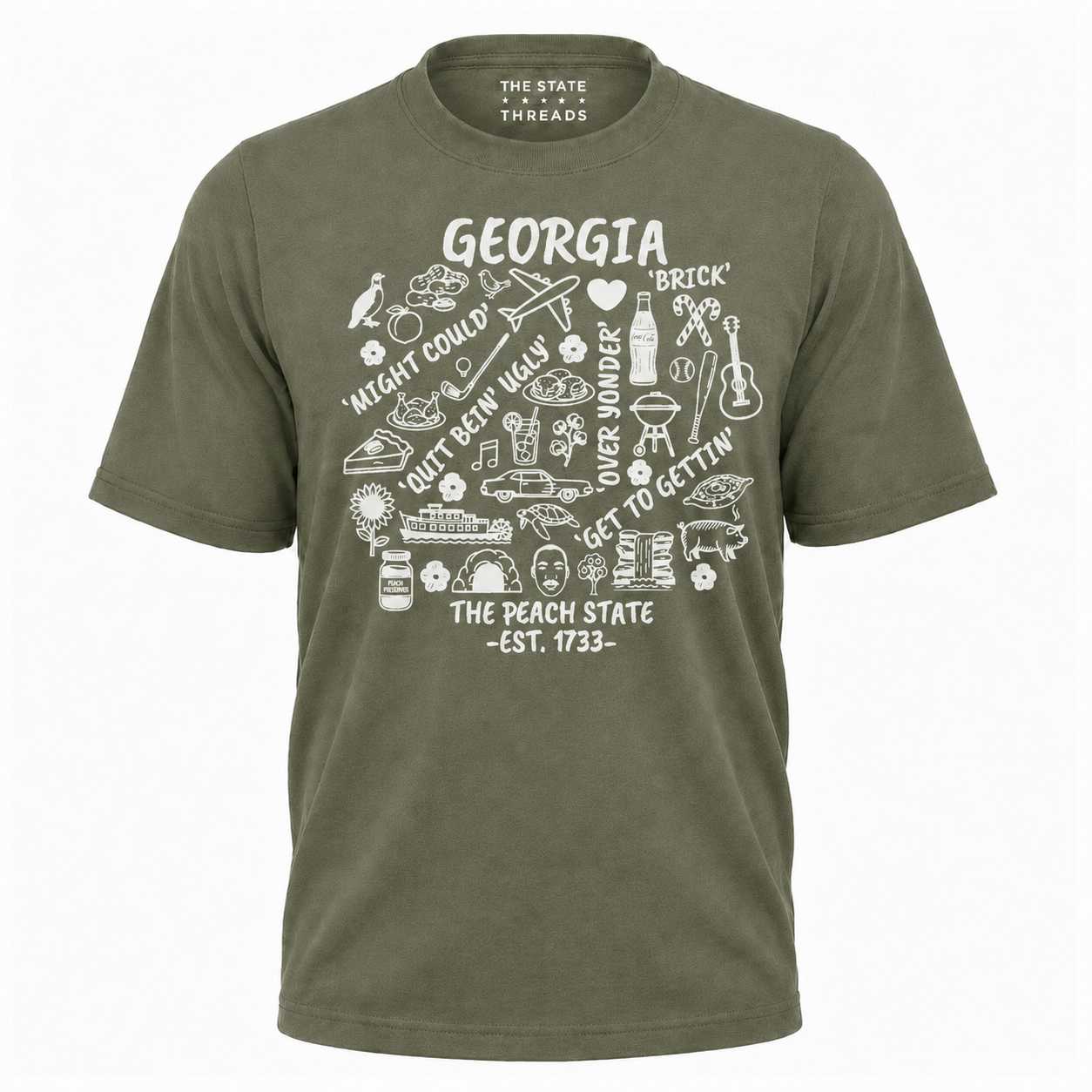 Georgia Peach State Southern Slang Icons Culture Shirt