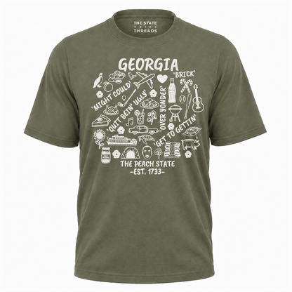 Georgia Peach State Southern Slang Icons Culture Shirt