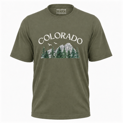 Colorado Mountain Pine Watercolor Shirt