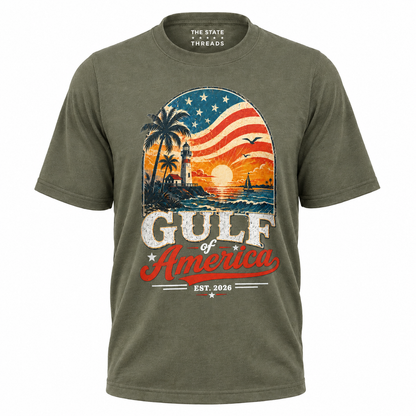 Gulf of America Lighthouse Coastal Sunset Patriotic Shirt