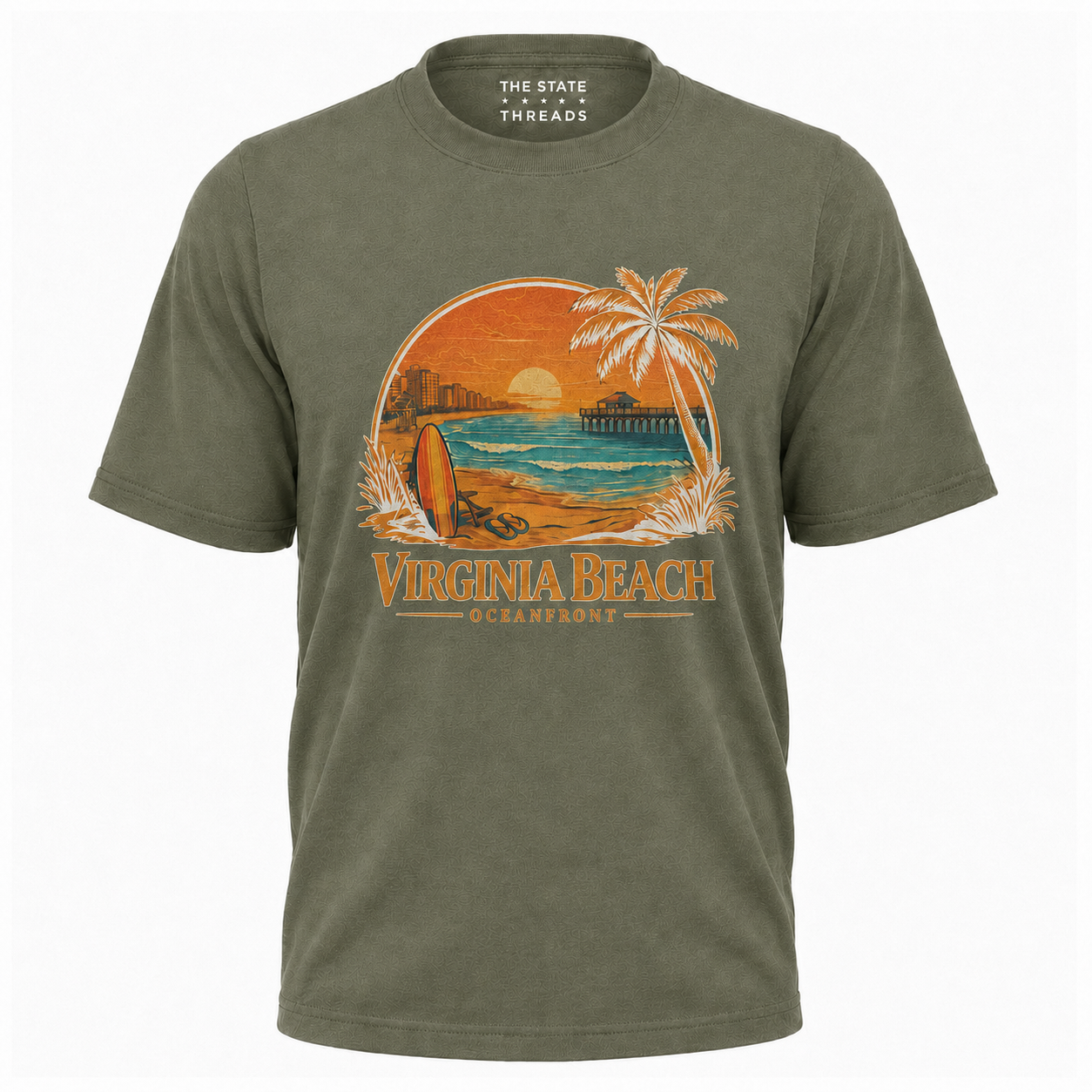 Virginia Beach Retro Sunset Surfboard Shirt