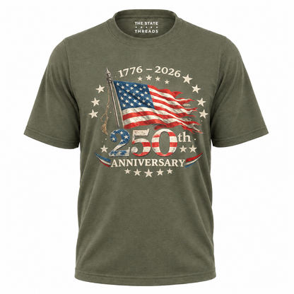 America 250th Anniversary Waving Flag Vintage Patriotic Shirt