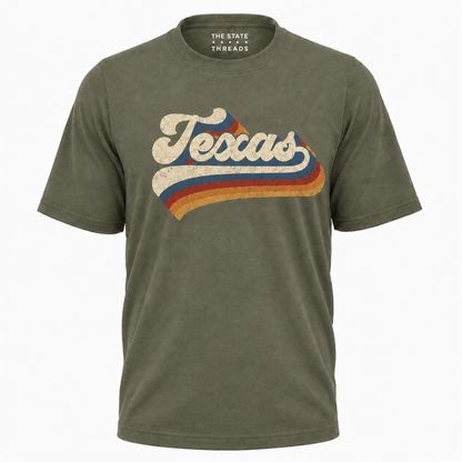 Texas Retro Script Rainbow Shirt