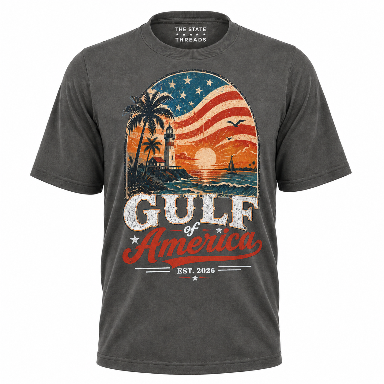 Gulf of America Lighthouse Coastal Sunset Patriotic Shirt