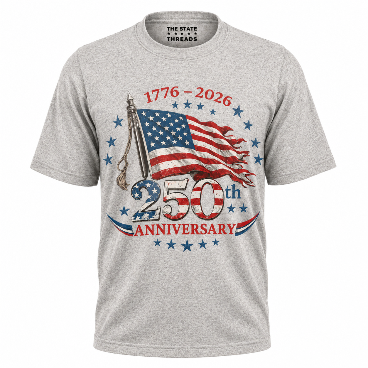 America 250th Anniversary Waving Flag Vintage Patriotic Shirt