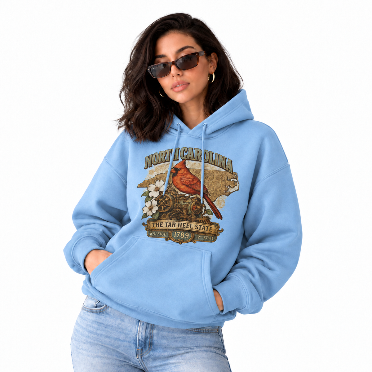 North Carolina The Tar Heel State Cardinal Dogwood Hoodie