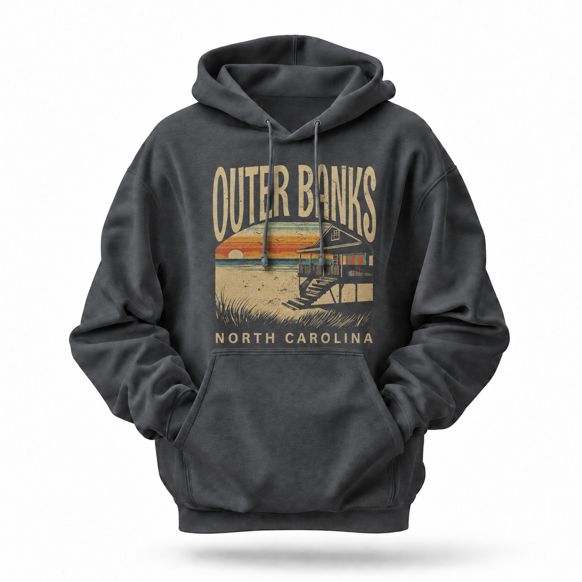 Outer Banks North Carolina Vintage Coastal Beach House Hoodie