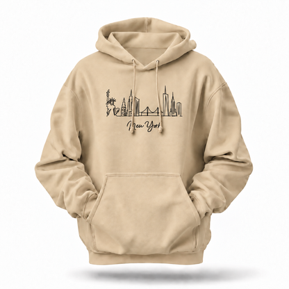 New York Minimalist Skyline Script Hoodie